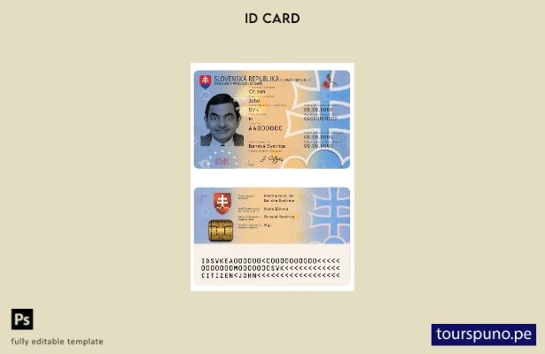 Plantilla de identificación de Eslovaquia lista para imprimir